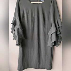 Tommy Hilfiger Black Dress Layered Sleeves sz 12